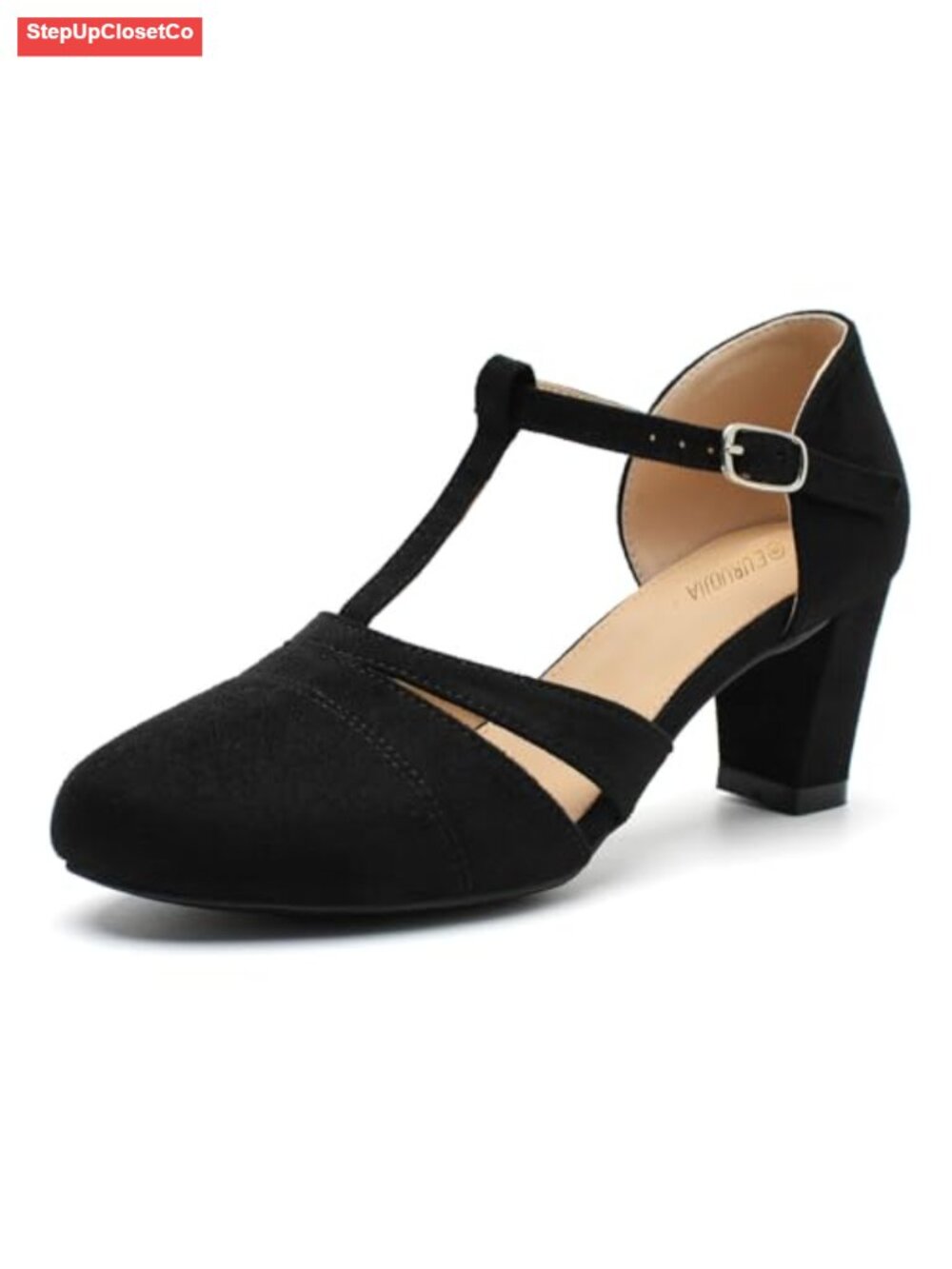 Women's T-Strap Mary Jane Pumps, Round Toe Block Heel Dress Shoes